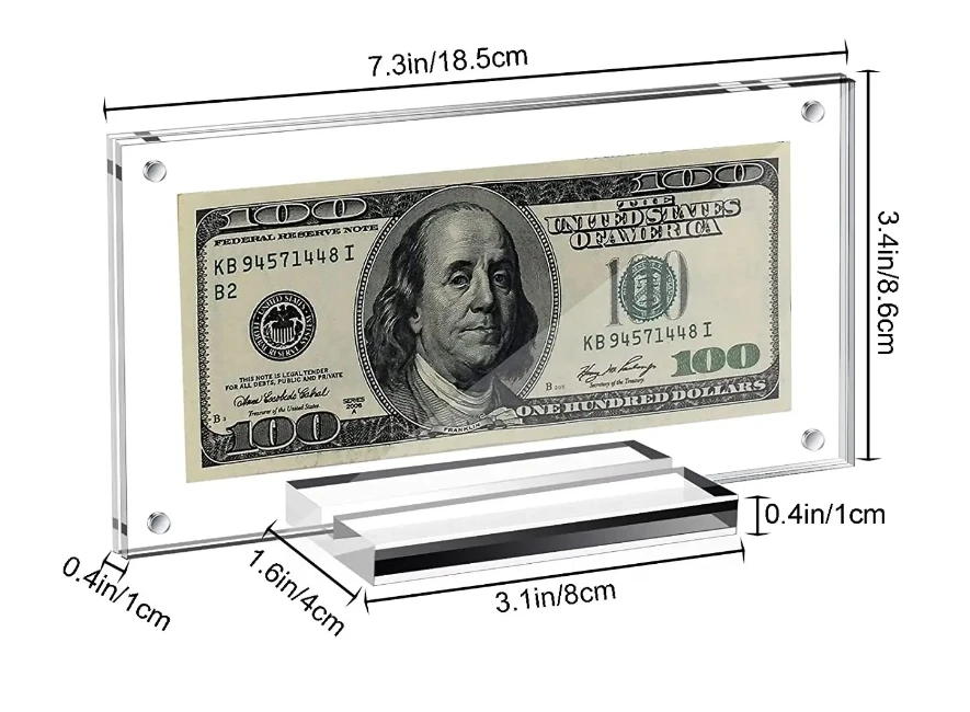 Акриловый дисплей держатель для долларовых банкнот бумажная рамка
