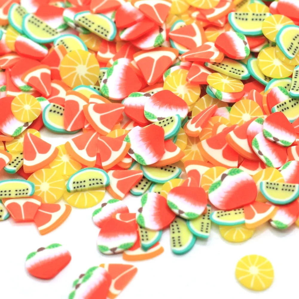 
Fruits Polymer Hot Soft Clay Sprinkles Plastic Mud Particles Peach Lemon Red Pomelo Hami Melon Slice For Diy Craft 