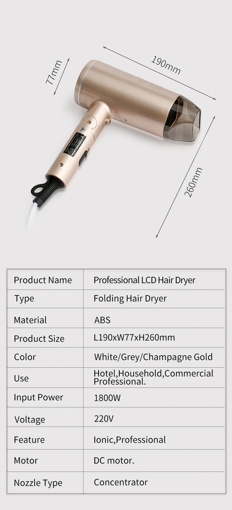 Фен Chuangdian с отрицательными ионами для отеля, настенный фен для волос