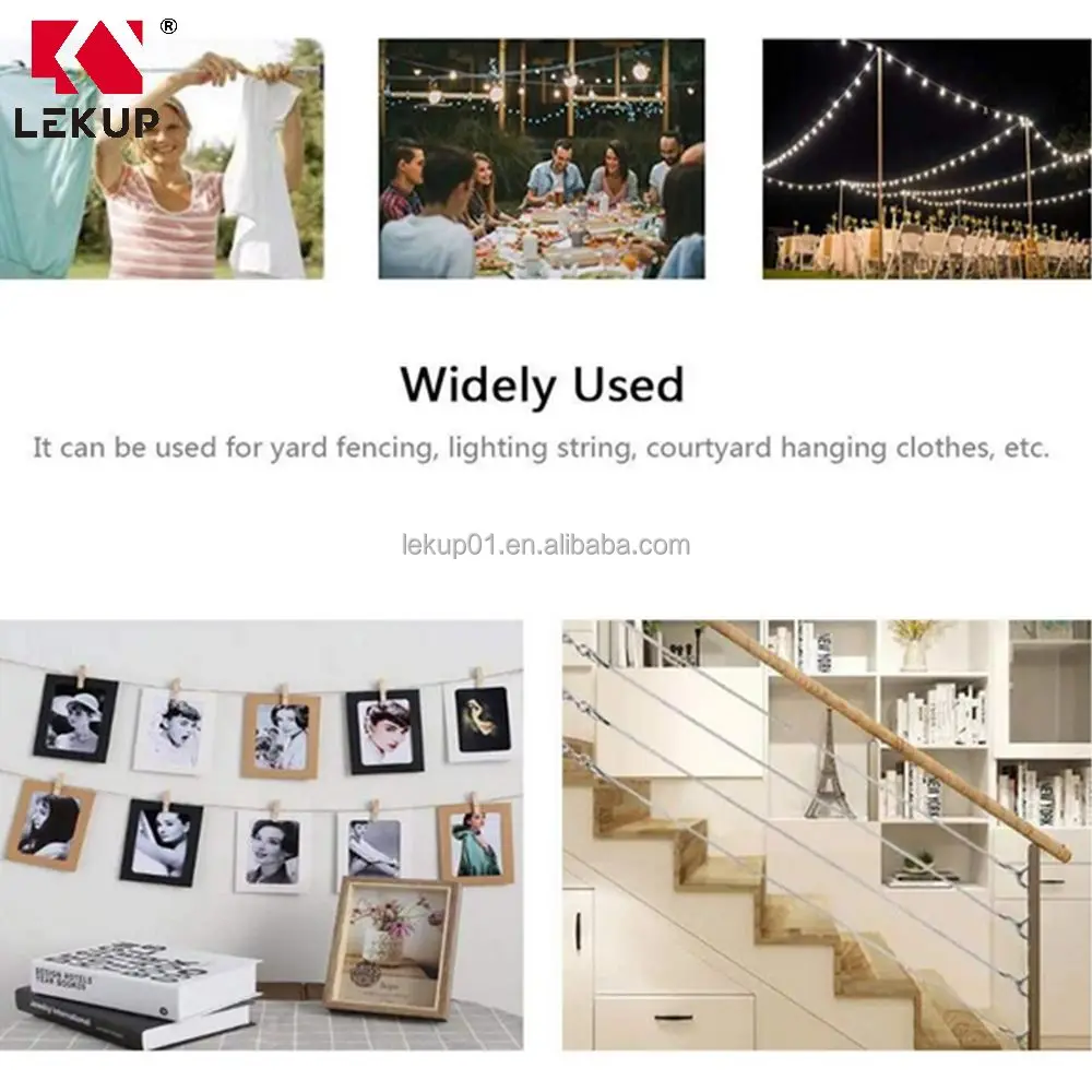 String Light Suspension Kit Outdoor Light Guide Wire Tensioner Kit Vinyl Coated Stainless Steel Wire Rope Cable