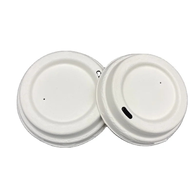 100% Compostable Bagasse Sugarcane Coffee Cup Lid