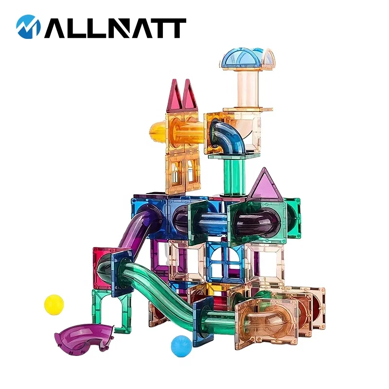 Hands-On 3D STEM DIY Magnetic Piping  Building Block Marble Ball Run Race Track Toy Set for Kids