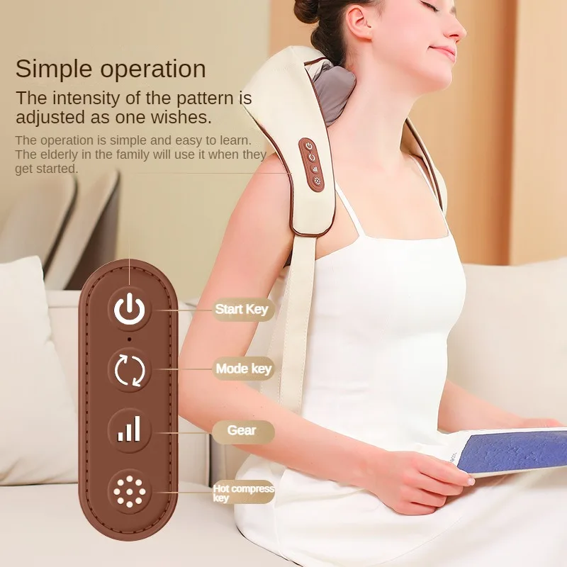 Portable Shiatsu Neck Massager Pillow Car Office Shiatsu Heat Relax Body Simulated Human Pinch Shawl Massager For Shoulder Back