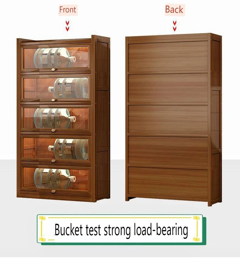 Tall Kitchen Pantry Storage Cabinet Freestanding Bar Cabinet with Glass Doors and Shelves Cupboard for Living Room, Dining Room