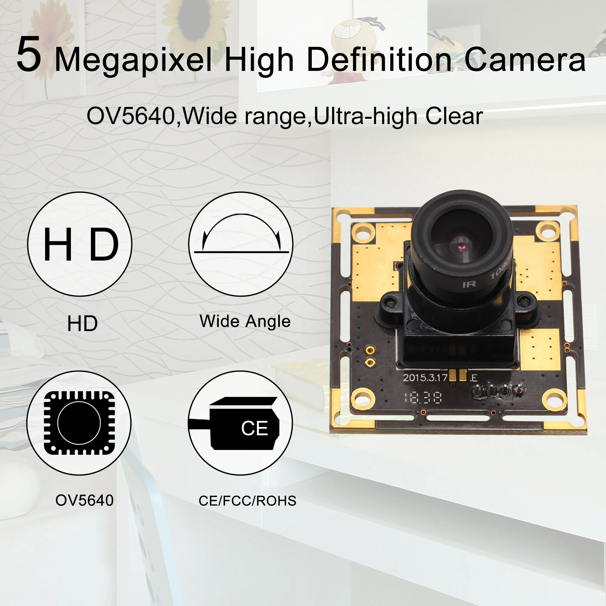 ELP free driver 5 megapixel ov5640 usb camera cmos web cam module with 3.6mm lens for industrial equipment machine vision