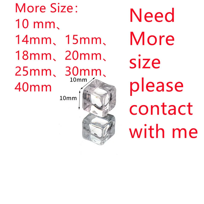 10mm 14mm 15mm 18mm 20mm 25mm 30mm 40 mm Clear Acrylic Irregular square Ice Cubes for bar Diy Crafts Slime toy