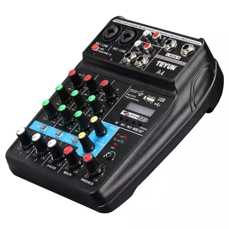 TU04professional BT микшерная консоль запись 48В монитор AUX Пути Плюс эффектов 4 каналов аудио микшерный пульт