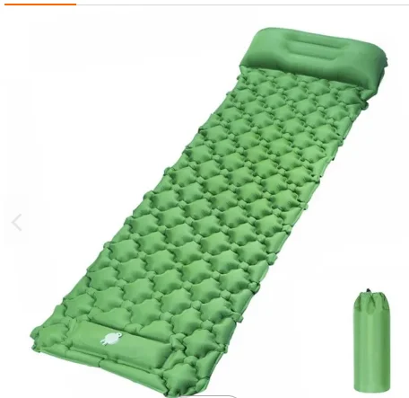 OEM Ultralight Inflatable Camping Sleeping Pad Compact Nylon Mat with Built-in Foot Pump for Hiking