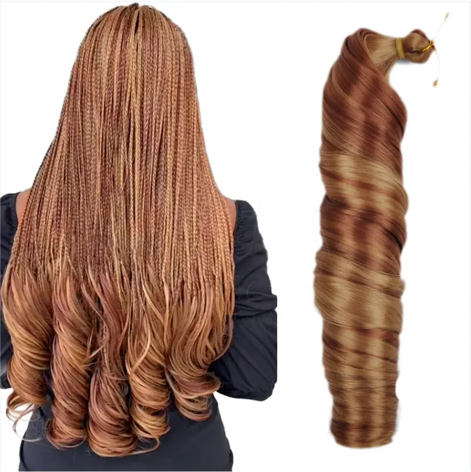 Synthetic Silky Pony Style Loose Wave Spanish Spiral French Curl Crochet Braid Hair Extension Wavy Curly Braiding Hair for Women