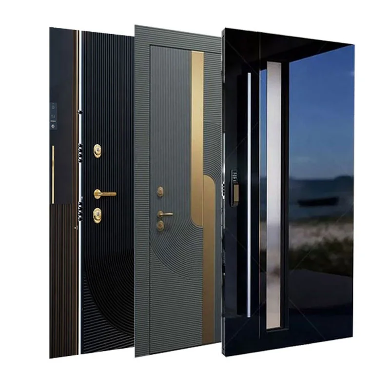 House Entrance Steel Door With Security smart Lock Anti-theft Metal Door For House Stainless Steel Entrance Door