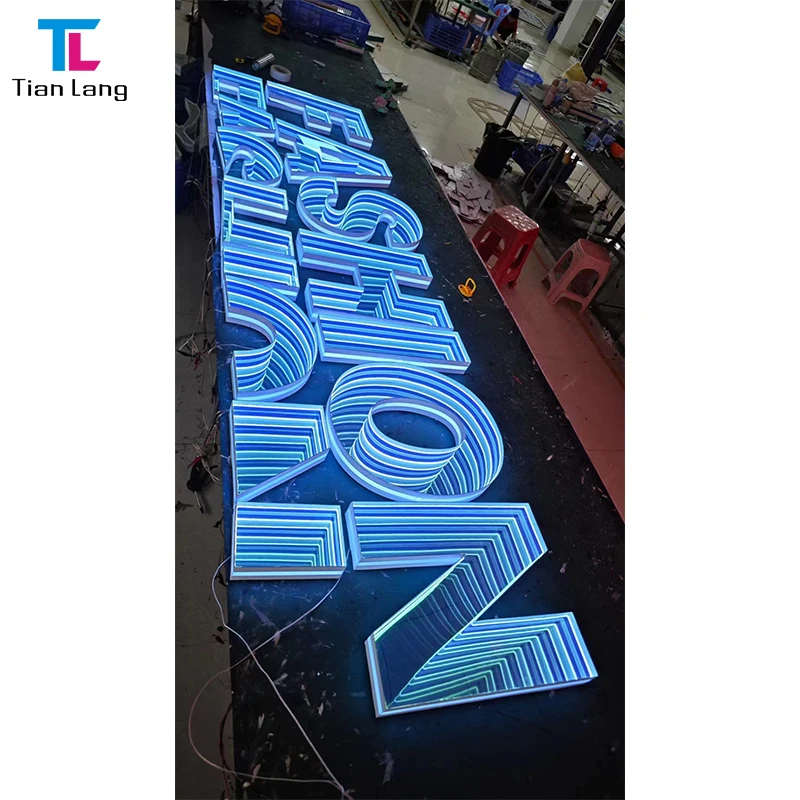 Personalized led Acrylic Mirror Infinity Letter Sign 3D Open Sign For Shop LOGO Sign