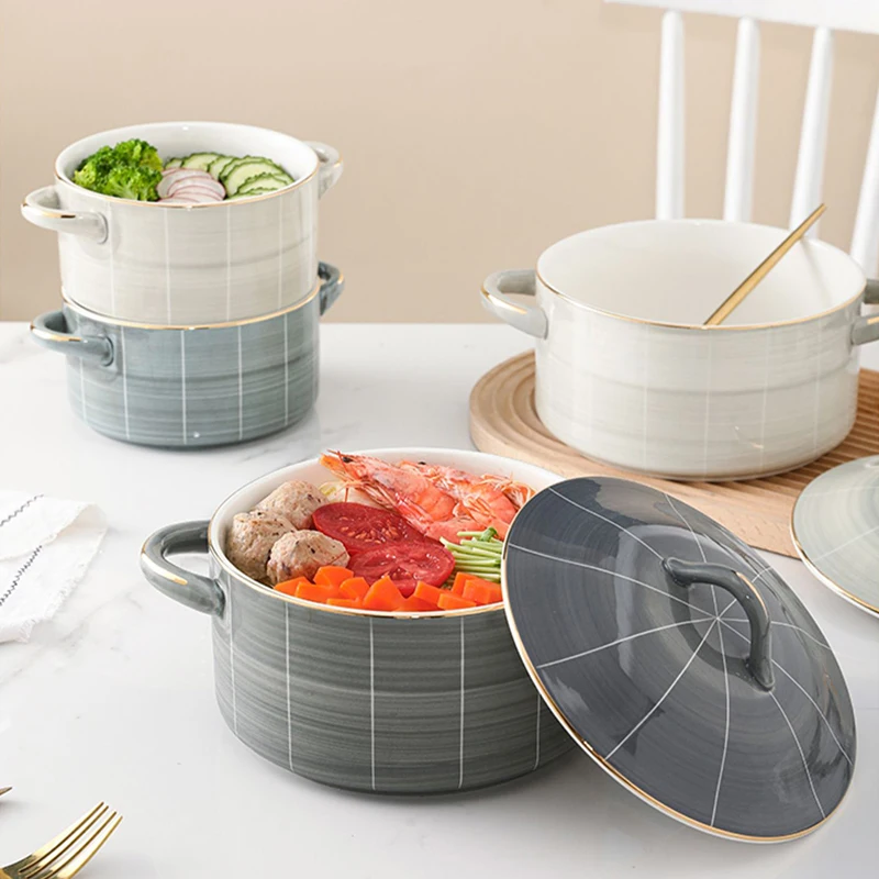 OSBORN European Style Phnom Penh Dinnerware Set Soup Pot Ceramic Stockpot  with Porcelain Handles