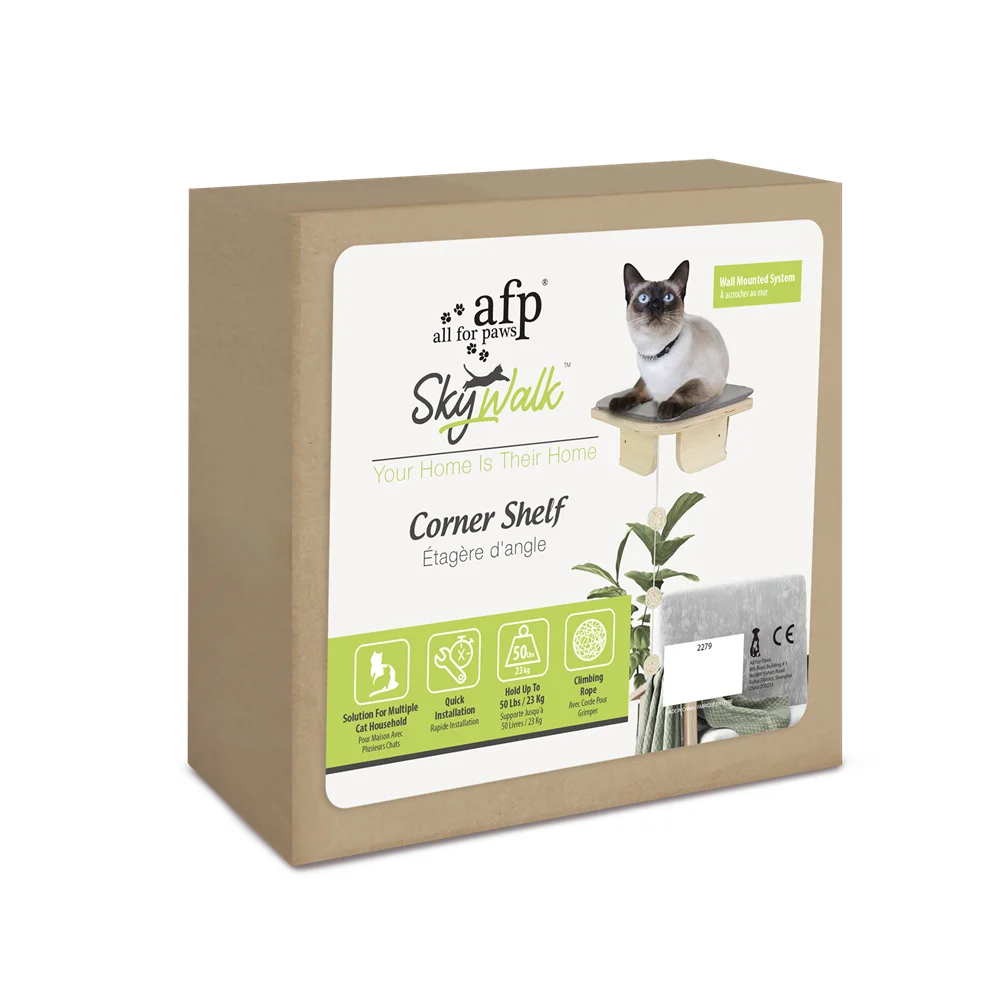 AFP Wall Mounted Cat Climbing Furniture Corner Platform Space-saving Durable Plywood Soft Cushion Cat Jumping Platform For Play