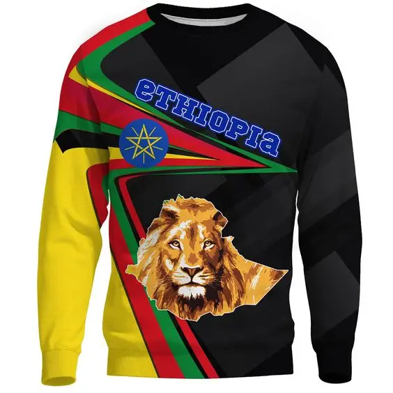 Quarter Style Lion Crown Ethiopia Sweatshirt Custom Name Logo Reggae Lion Roar Sweatshirt Dropshipping