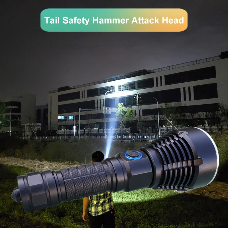 Wholesale Ultra Bright Flashlight Safety Hammer 3600 Lumens Charging Phone Outdoor Torch T40 LED Flash Light Emergency Lighting