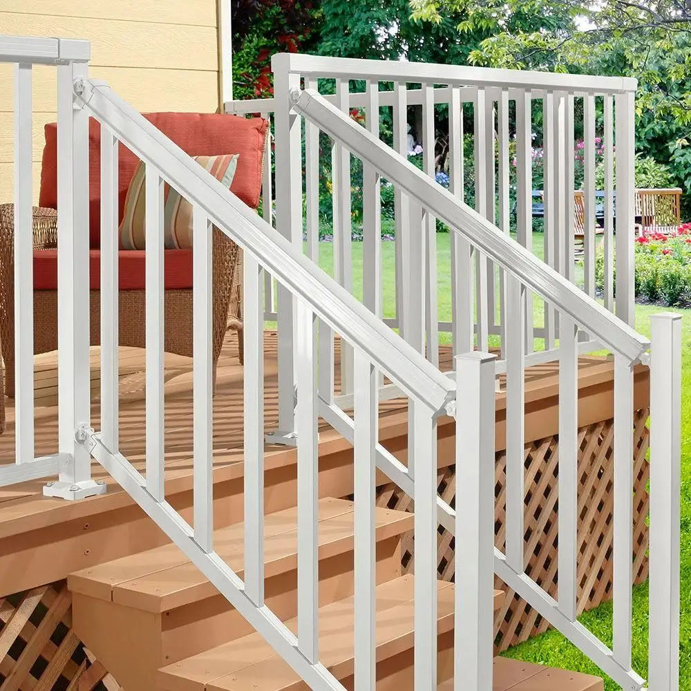 2024USA White Aluminum Railing System Balcony And Deck Railing  Outdoor Stair Design Terrace Deck Aluminum Balcony Railing Price