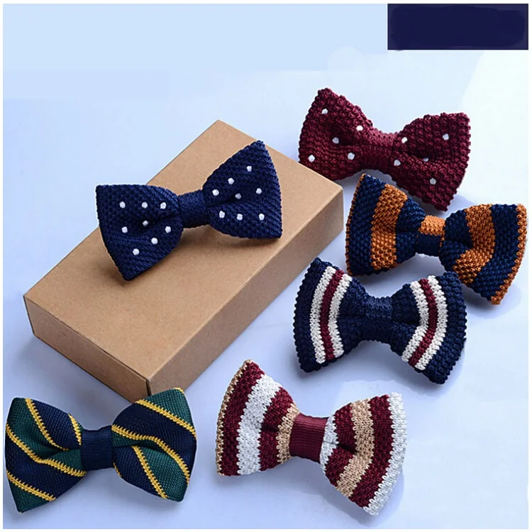 Tuxedo Knitted Bowtie Children Bow Tie Thick One Deck Pre Tied Adjustable Knitting Casual Ties