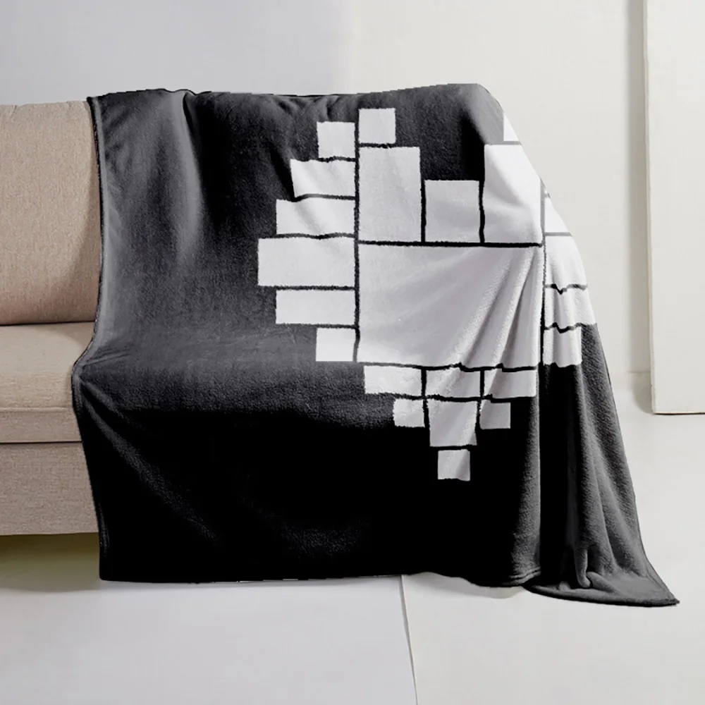 Оптовая продажа удобное мягкое покрывало Subbank фланелевое одеяло в клетку с сублимационной печатью черного сердца/Луны