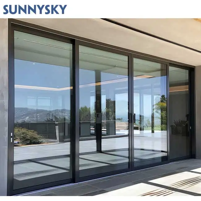 Sunnysky Европейский стиль Внутренний офисный передний стеклянный алюминиевый экран из оргстекла раздвижные двери лист