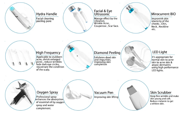 sea heart own design 9 in 1 hydra dermabrasion skin lifting beauty spa machine face deep cleaning hydra diamond peel water spray