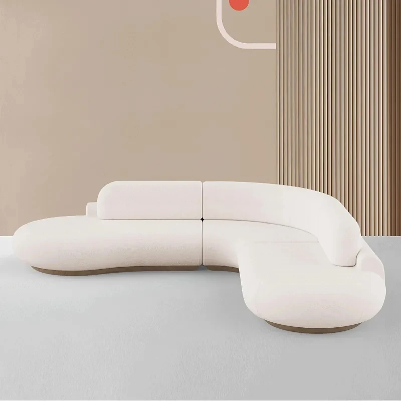 High quality Nordic simple arc fabric creative sofa Light luxury beauty salon store reception shaped leisure sofa