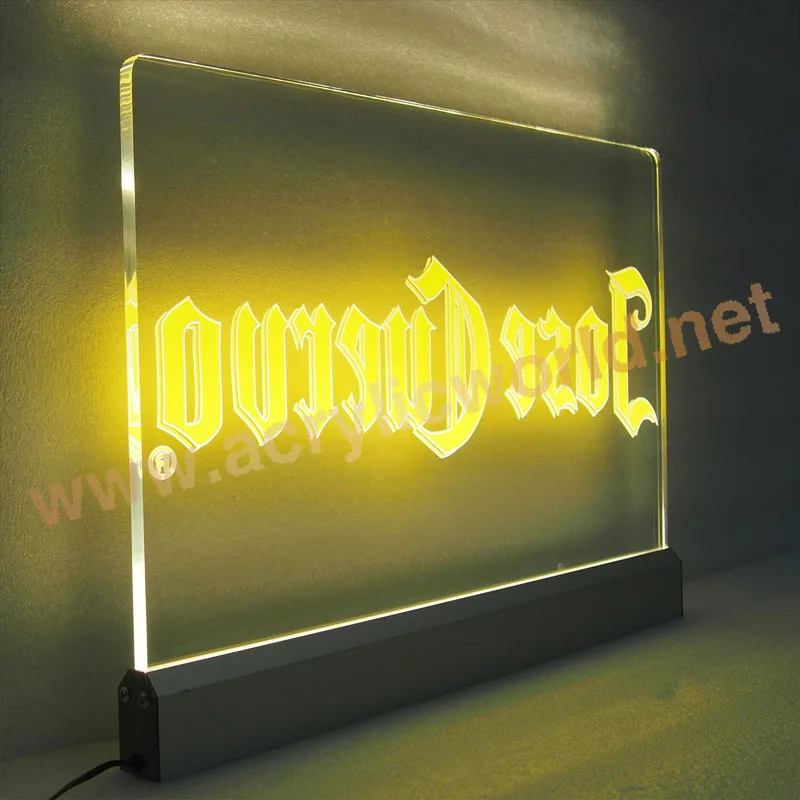 illuminated laser engraving counter top popular acrylic led sign with base manufacturer