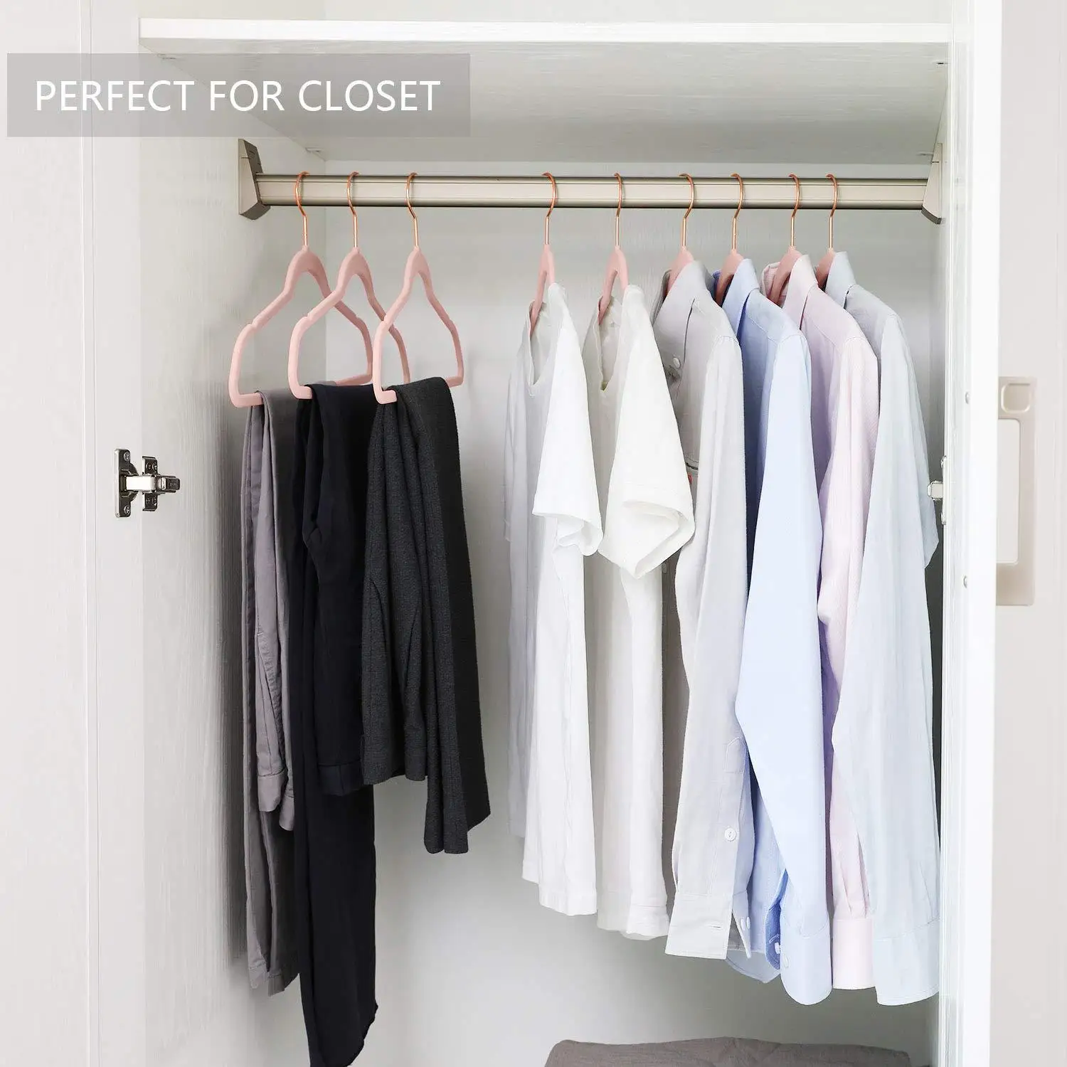 100% Recycle ABS Pink Hanger Velvet Non Slip Hangers Clothes Hooks Plastic Hanger Fabric Space Saving Hook