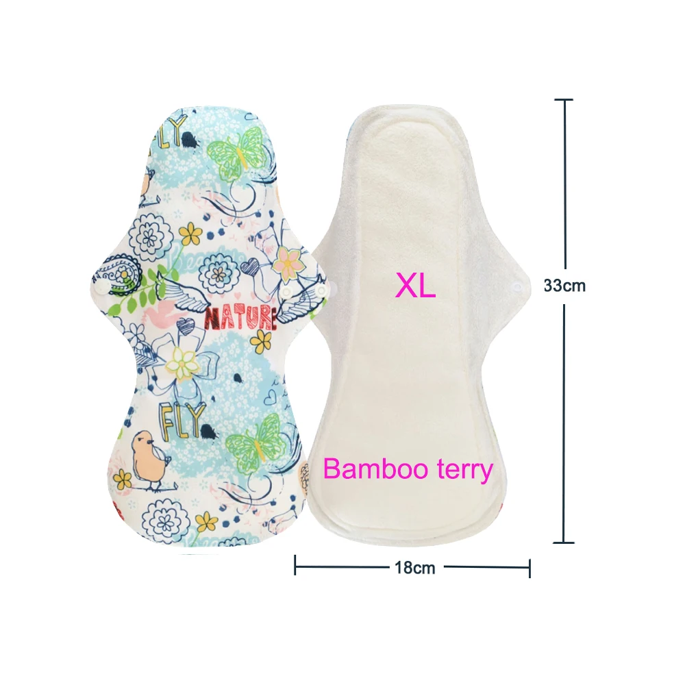 18x33cm maxi overnight heavy flow reusable sanitary towel pad absorbent xlarge bamboo menstrual cloth pads for night lady women