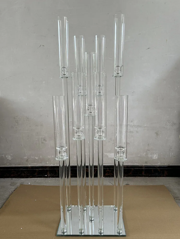 MH-TZ0598  9arm morden crystal  candelabara wedding centerpieces crystal candlestick candle holder