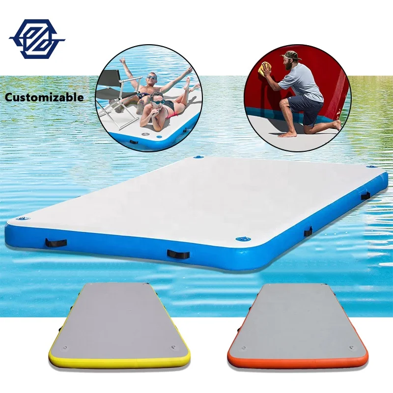 Inflatable Water Platform Inflatable Water Mat Inflatable Floating Island for Yoga Floating Dock Fishing Pontoon Boat Platform