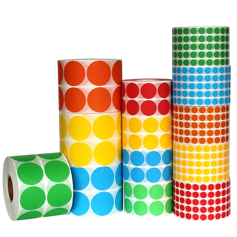 2019 Hot Sale Blank Adhesive Colorful Point Round Label Dot Sticker 1 Inch Diameter