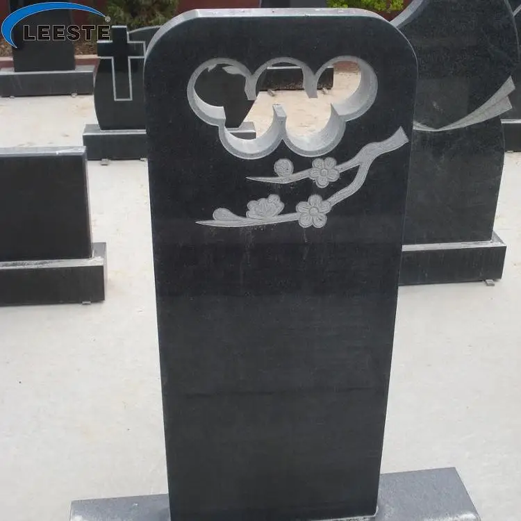 Various Designs Cheap Granite Hearts with Flowers European Double Tombstone
