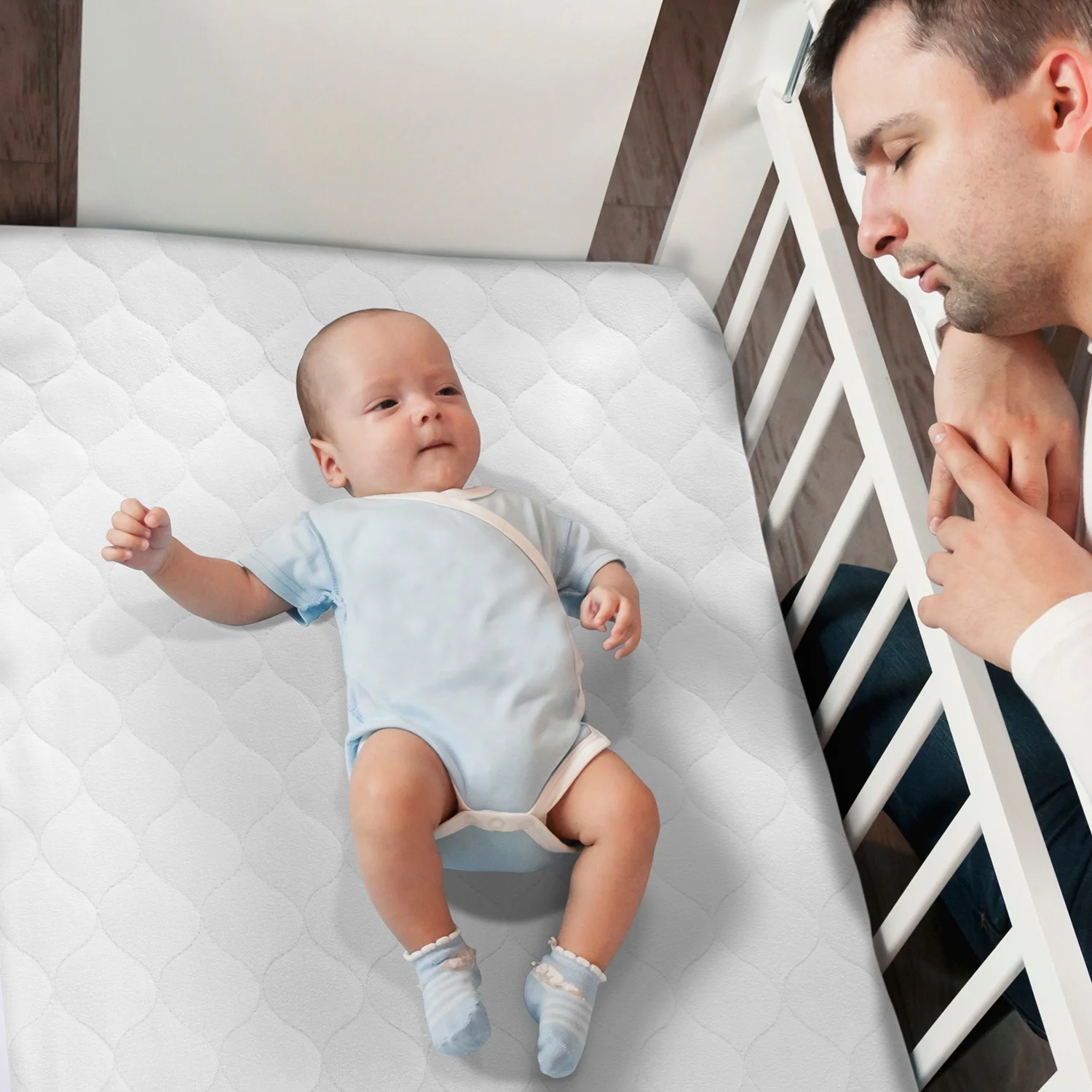 
Momcozy Bassinet Mattress Pad Cover 100% Waterproof Breathable Cotton Sheet Fit for Universal Bassinet Mattress 