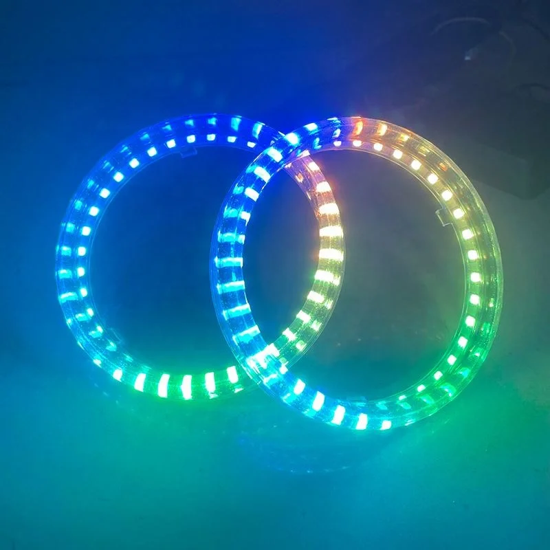 Super Bright 95mm80mmAPP 7 color angel eye devil eye car light lens modification 210 modes LED light guide angel eye Halo Ring