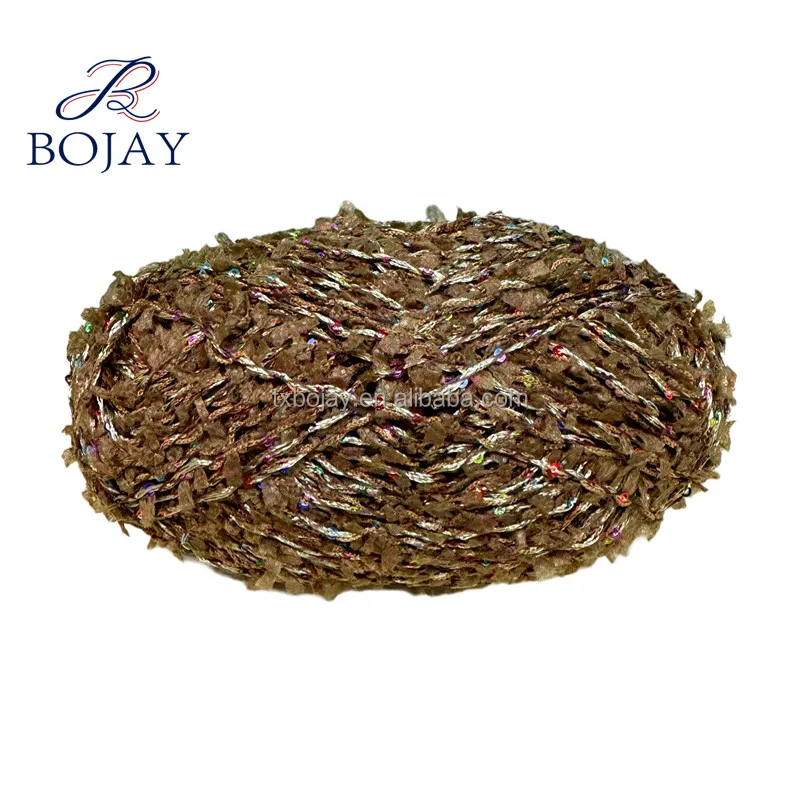 100% Polyester Shinny Sequin Yarn For Hand Knitting and Crochet,  2MM Butterfly Sequin Yarn