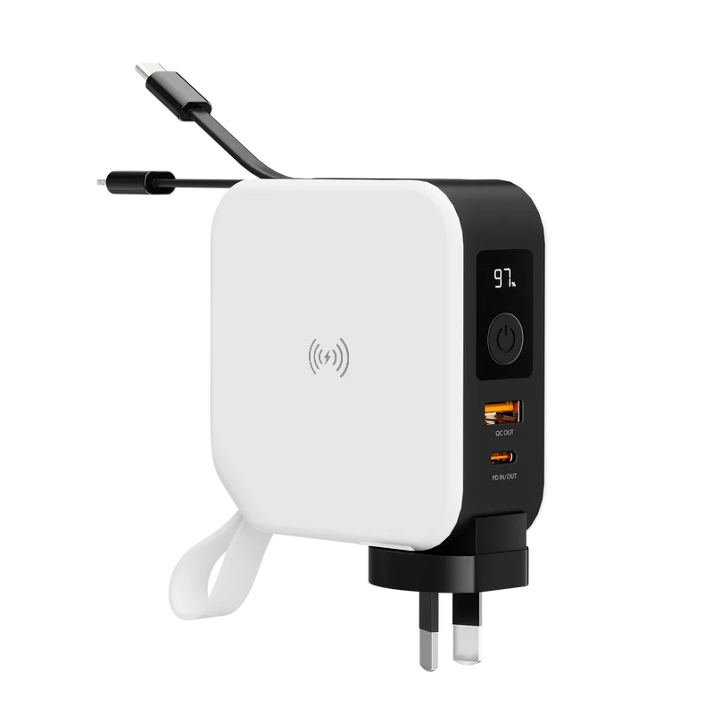 Trending products 2023 new arrivals powerpack universal 5 in 1 wireless charger PD 20W travel charger power bank with cables