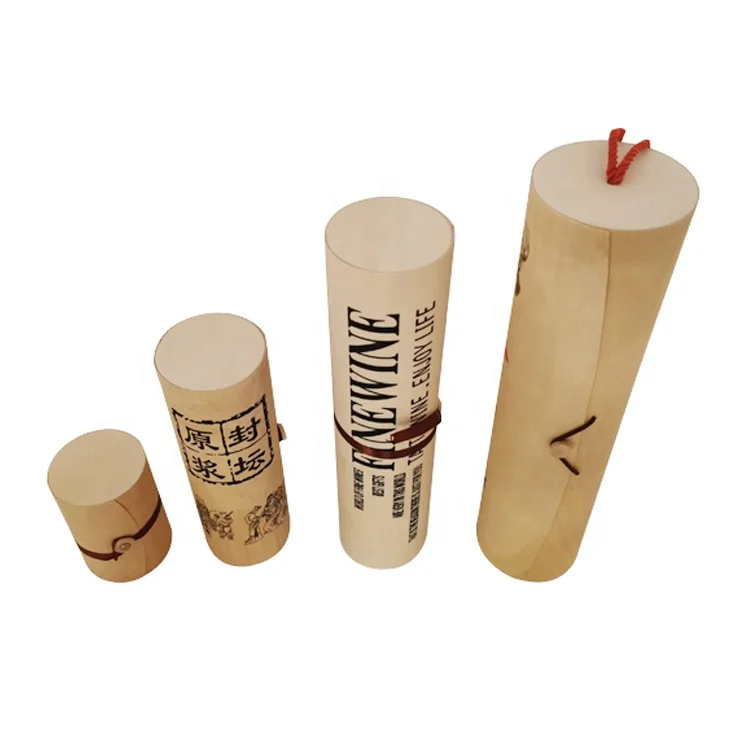 
China Supply Pretty Birch Bark Wooden Wine Box Round Decorative Birch Bark Box 