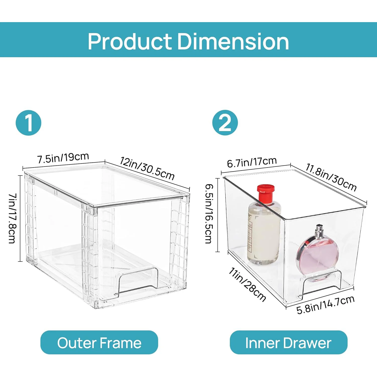 Hot Sale Large Stackable Storage Drawers Clear Acrylic Drawer Organizers with Handles Closet Cabinet Storage Organization