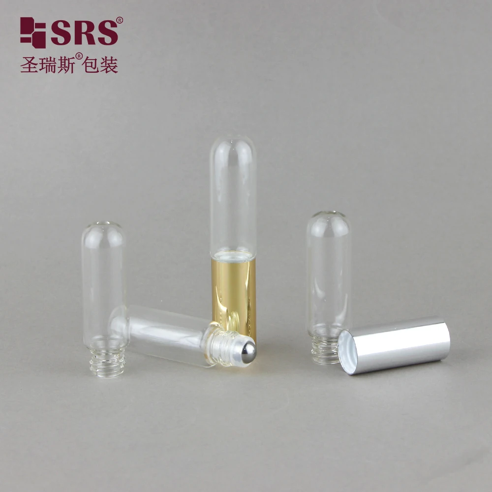 Empty Double-ended Essential Oil Glass Roll On Bottle 3+3ml 4+4ml 5+5ml Skin Care Serum Glass Bottle With Steel Roller Ball