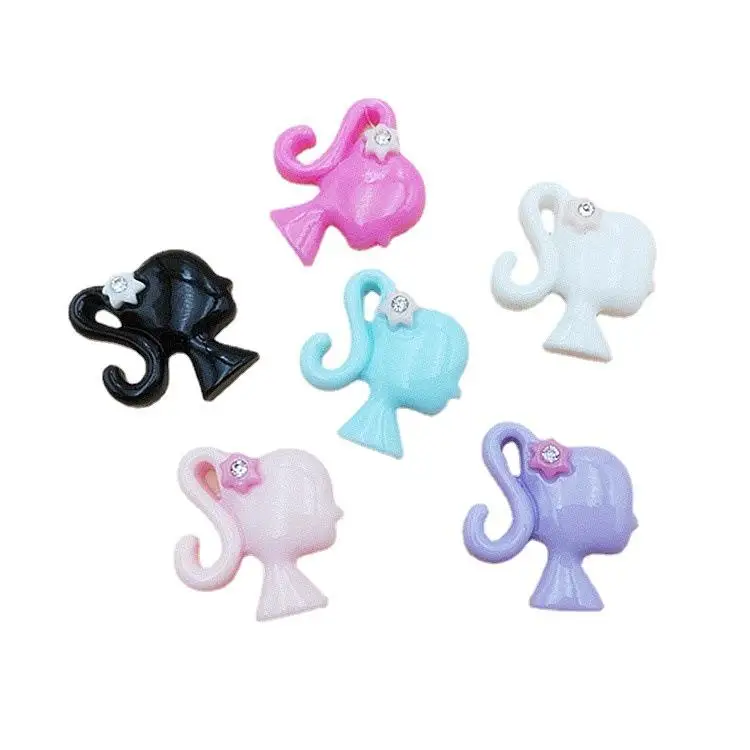 3D Pink Cool Girls Head Nail Art Decorations With Diamonds 3D Big Design Nail Charms Pink Nail Supplies