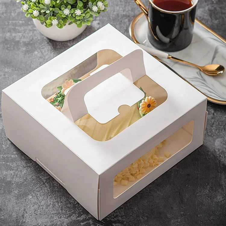  Easy to Carry 2021 Hot Sale Pop Up Style Where Buy Cake Boxes in Bulk Souffle Sweet Bakery Packaging Box with