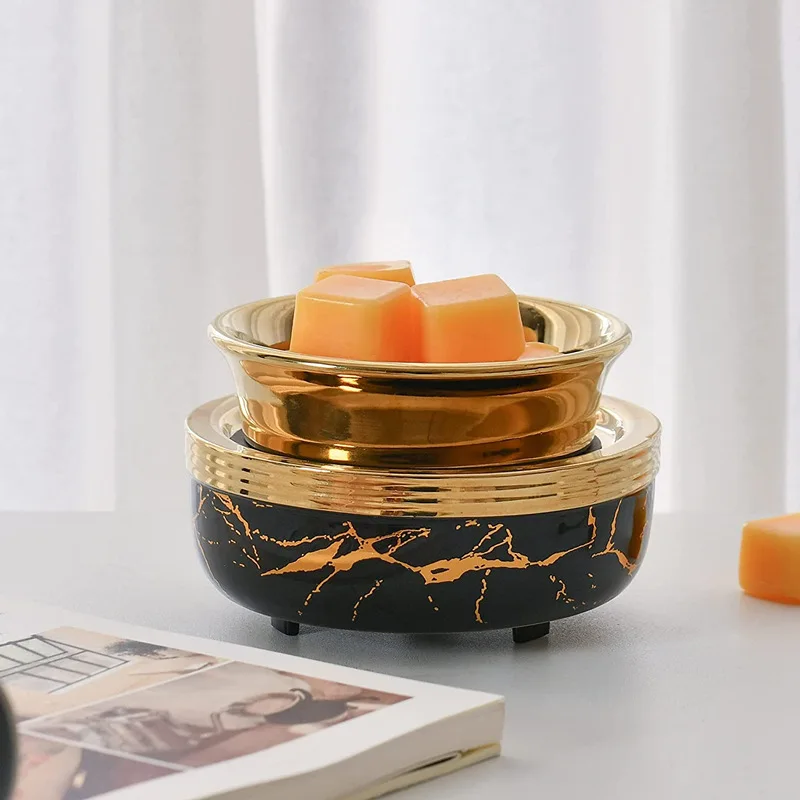 Ceramic Gold and Black 2 In 1 Fragrance Oil Warmer Candle Melt Burners Electric candle wax melte