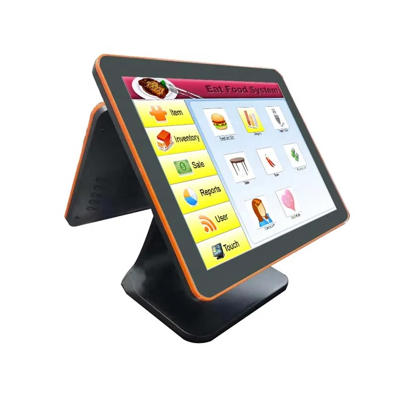 New Style 15 inch Windows Pos Machine Touch Screen Cash Register Dual Screen All in One POS for Supermarket