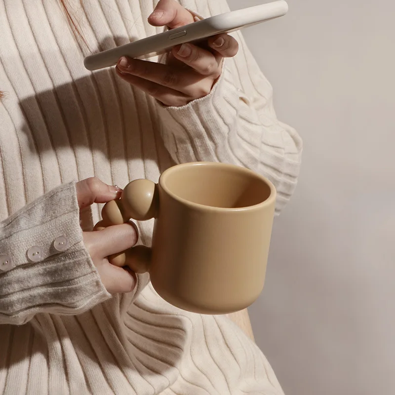 Solhui Creative Art Mugs Novelty Ceramic Coffee Mugs with Large Handle and Tray