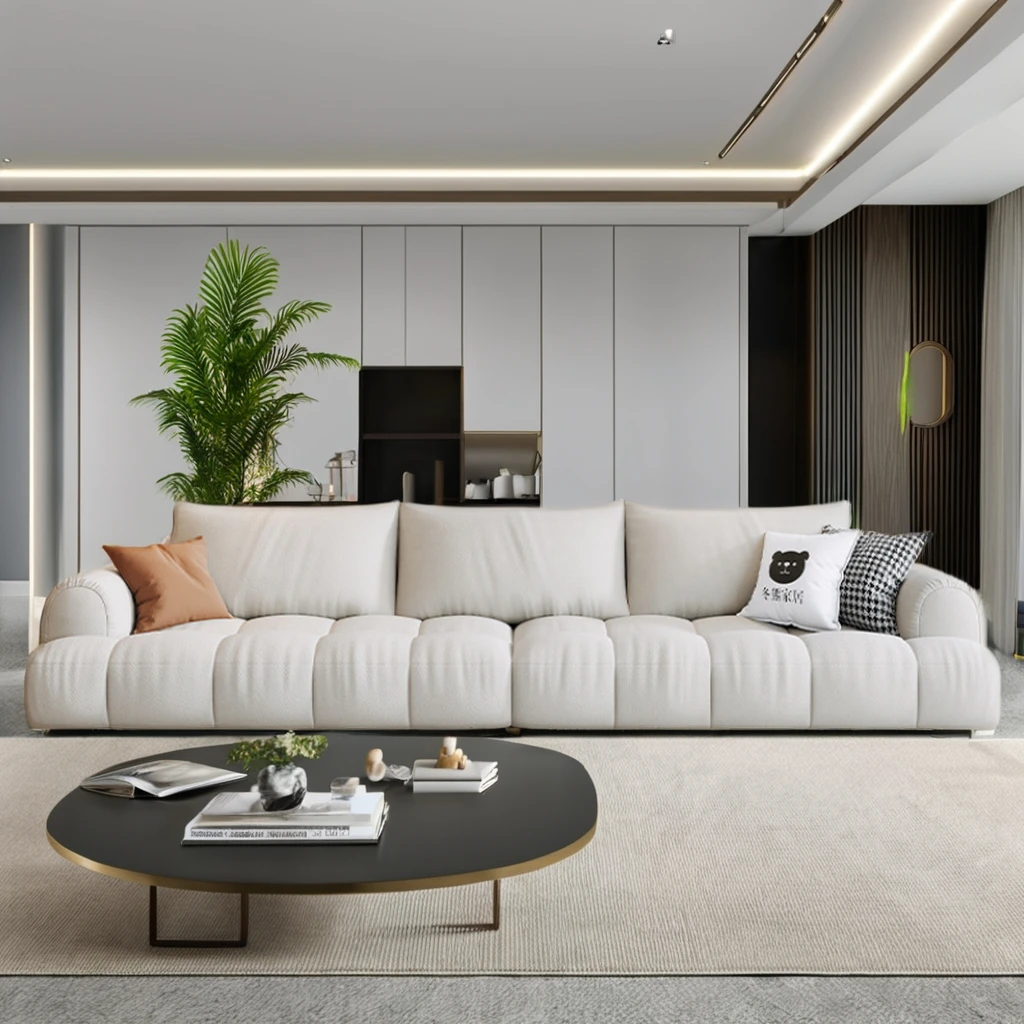 Custom Italian Minimalist Fabric Sofa Solid Wood Furniture Modern Large Living Room Sets Deep Luxury Hotel Application New