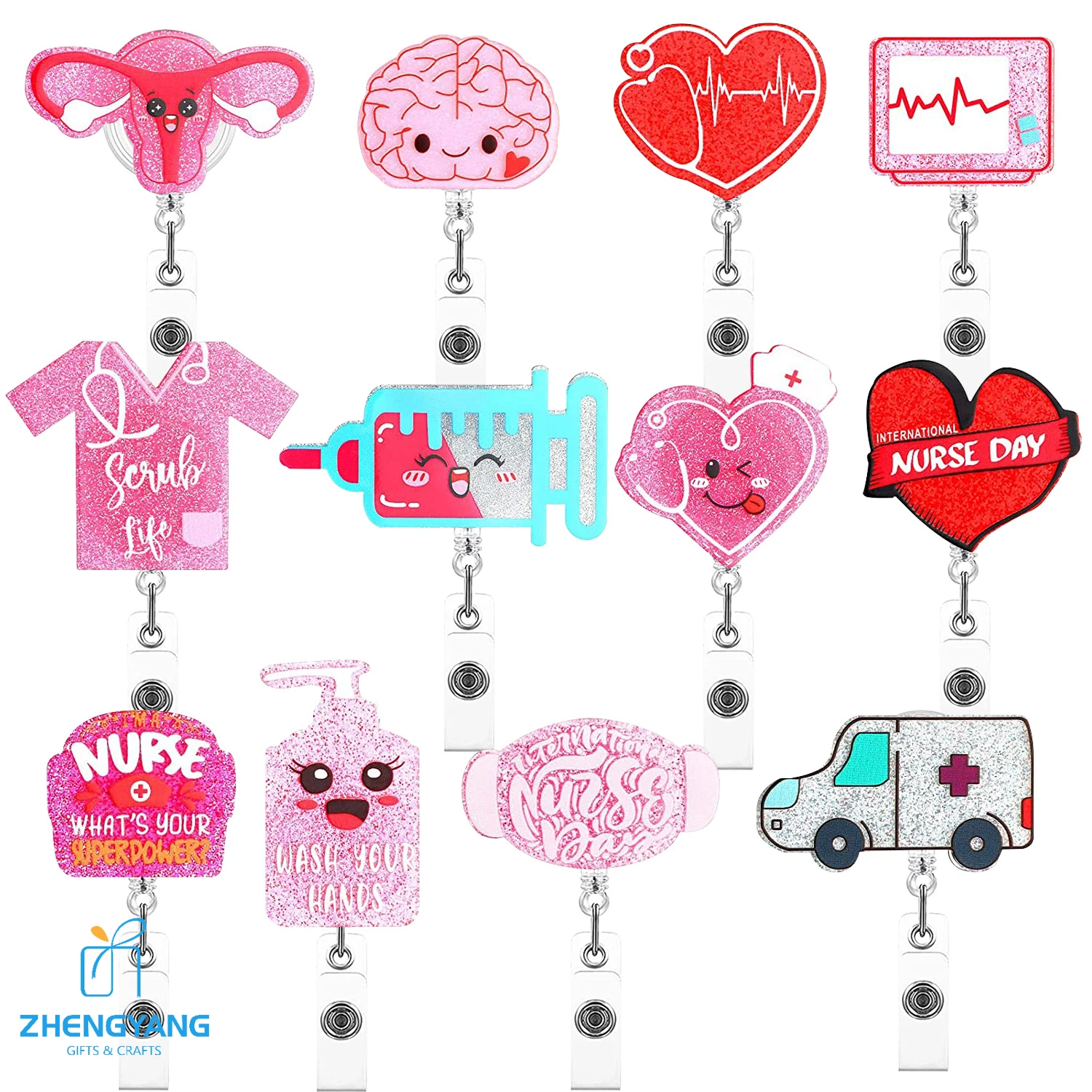 Wholesale Mix Style Medical Series Nurse Cna Nursing Badge Reel Nurse Accessories Office Decoration Badge Holder