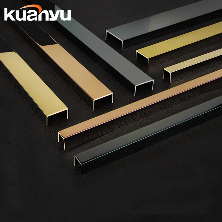 
High Quality Hot Selling Multiple Colour Luxurious Shiny Mirror 304 Stainless Steel Decorative Strips Square Edge Tile Trim 