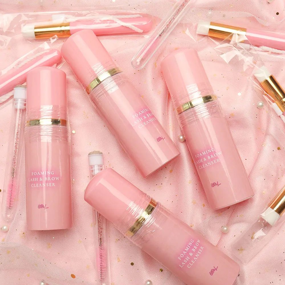 Wholesale Private Label Vegan Eyelash Shampoo Lash Foam Cleaner Brush Extension Cleanser Kit Lash Shampoo
