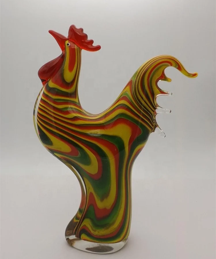 high quality decorative art glass rooster sculpture