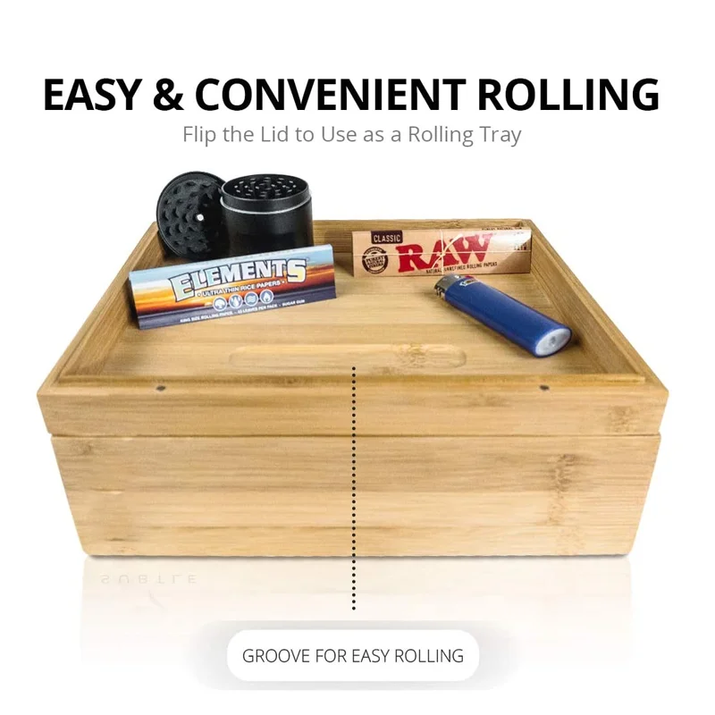 GL Bamboo Box Storage Organizer Bamboo Wooden Stash Box